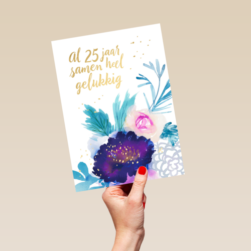 Huwelijkskaart al 25 jaar samen heel gelukkig