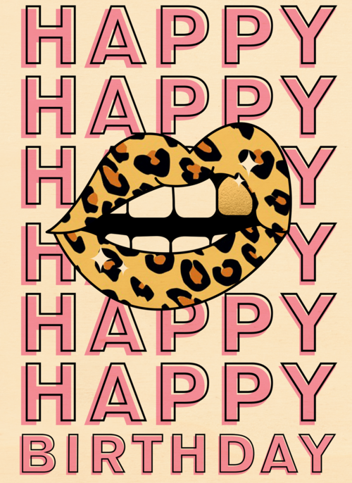 Houten Kaart Verjaardagskaarten | Verjaardag Kaart Hip Lippen Panter