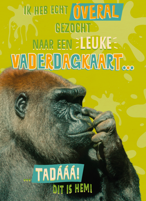 Houten Kaart Vaderdag | Hallmark | Houten Kaart Hallmark | Vaderdag | Vaderdagkaart Grappig Aap Zoekt Leuke Verjaardagskaart