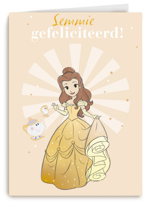 disney prinses kaart verjaardag gefeliciteerd belle