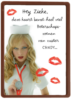 Beterschapskaart man Zuster met kusjes