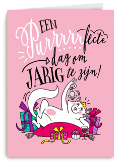 verjaardagskaart kat een purrrrrfecte dag om jarig te zijn
