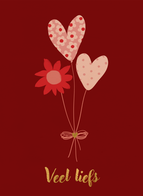 Houten Kaart Valentijn | Houten Kaart Hallmark | Valentijn | Valentijn Bosje Veel Liefs