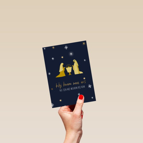 Kerstkaart religieus Jezus Maria Kribbe