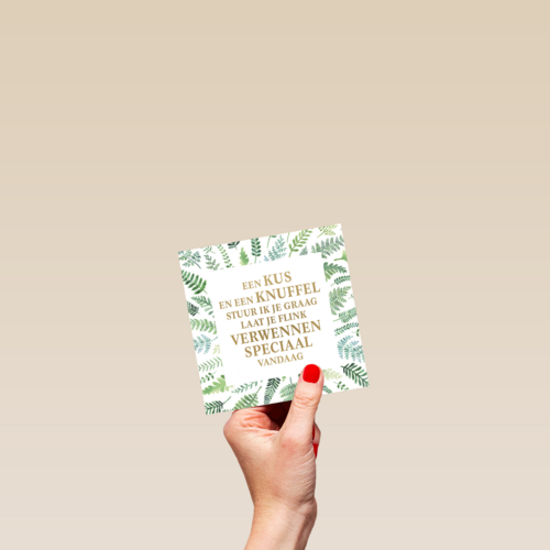 botanical kaart een kus en een knuffel stuur ik je graag