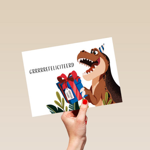 Gefeliciteerdkaart dino trex Folio