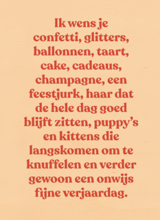 Verjaardagskaart hip vrouw ik wens je heel veel