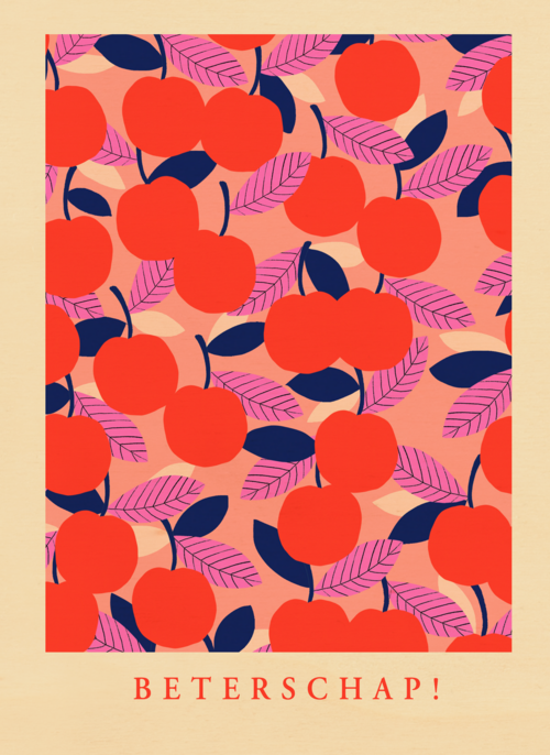 Houten Kaart Beterschapskaarten | Houten Kaart Hallmark | Beterschapskaarten | Beterschapskaart Met Rood Fruit