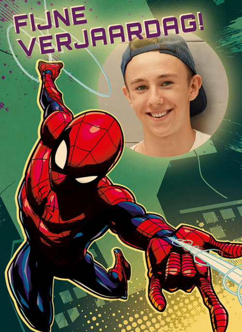 Fotokaart verjaardag Spiderman