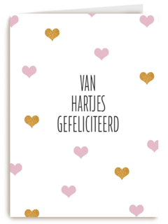 gefeliciteerd kaart vrouw van hartjes gefeliciteerd