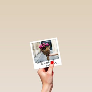 polaroid kaart bedankt je weet wel waarvoor