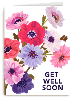 Beterschapskaart vrouw Bloemen Get well soon Engels