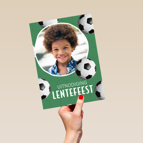 Uitnodiging Lentefeest voetbal fotokaart