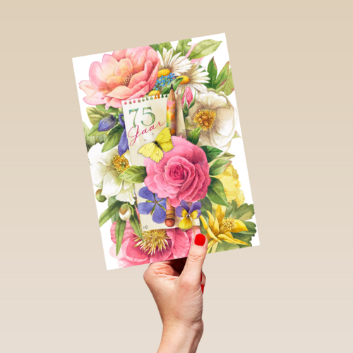 vijfenzeventig jaar met bloemen