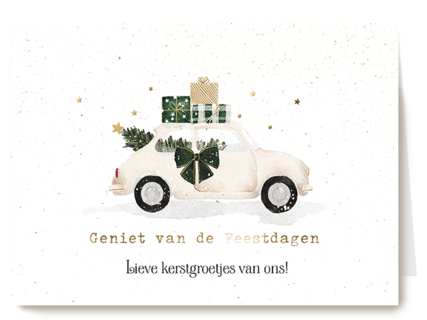 Geniet van de feestdagen kerstboom auto 