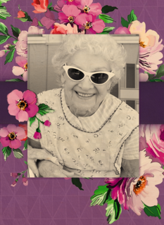 fotokaart staand paars met bloemen