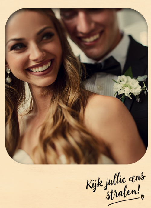 Houten Kaart Felicitatie Huwelijk | Houten Kaart Hallmark | Felicitatie Huwelijk | Kijken Jullie Eens Stralen