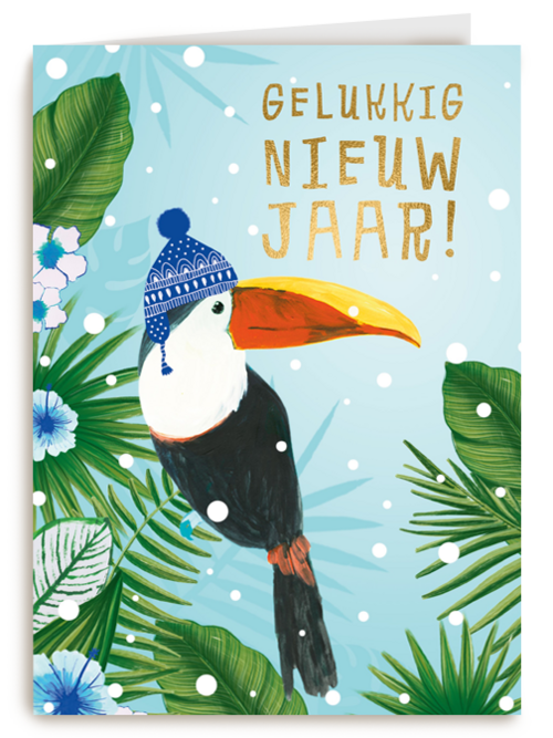 nieuwjaarskaart gelukkig nieuwjaar toekan
