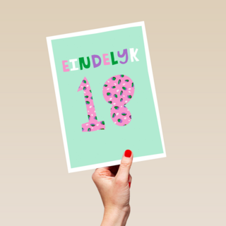 Verjaardagskaart Eindelijk 18 meisje vrouw