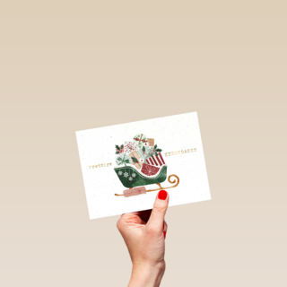 Slee vol cadeaus kerstkaart