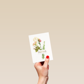 botanical kaart thanks met een bloemetje