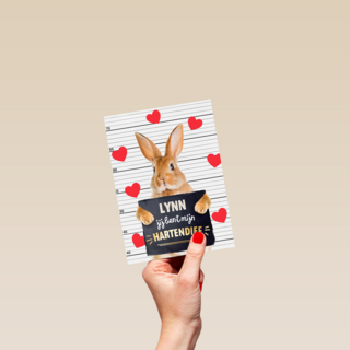 valentijn kaart konijn grappig jij bent mijn hartendief