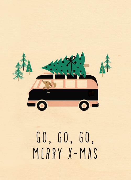 Houten kaart Kerst | Hallmark | Houten kaart Kerst | Hallmark | Go go go mery x mas kerstkaart