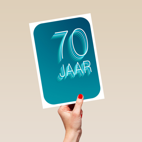 Verjaardagskaart 70 jaar blauw groen