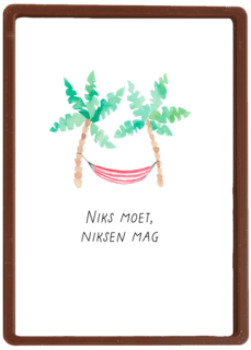 Niks moet niksen mag hangmat met 2 palmbomen