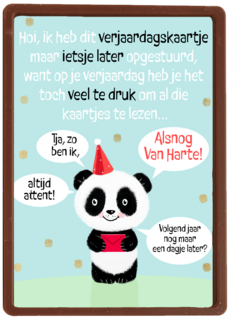 Verjaardagskaart te laat met panda