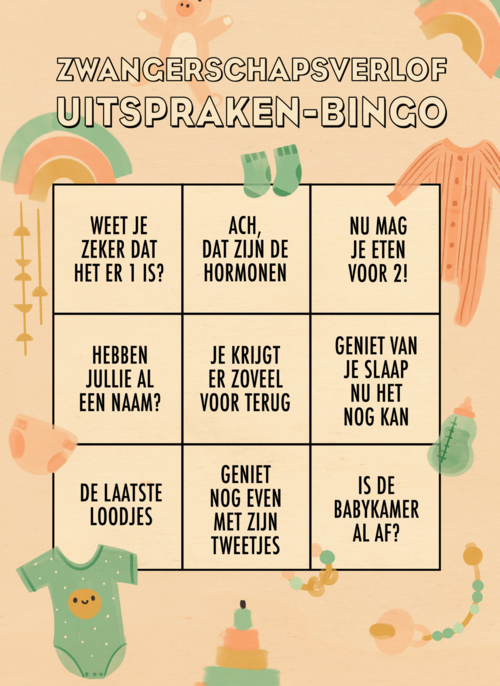 Houten Kaart Zwangerschapsverlof | Houten Kaart Hallmark | Zwangerschapsverlof | Zwangerschapsverlof Uitspraken Bingo