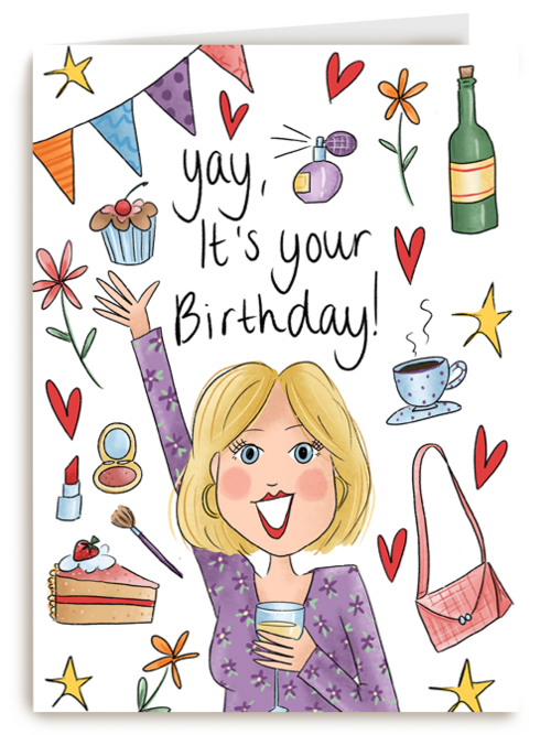 Verjaardagskaart vrouw Yay it is your birthday Matia Studio