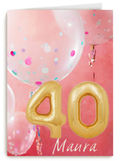 verjaardag kaart leeftijden 40 vrouw ballonnen