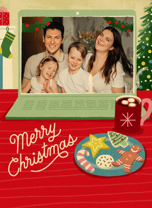 Houten kaart Kerst | Hallmark | Houten kaart Kerst | Hallmark | Kerstkaart laptop met foto