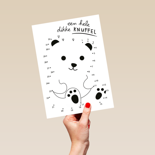 Kaart voor kinderen Een hele dikke knuffel Spelletje