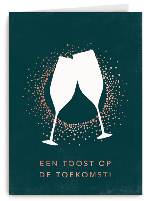 Kerstkaart zakelijk Champagneglazen