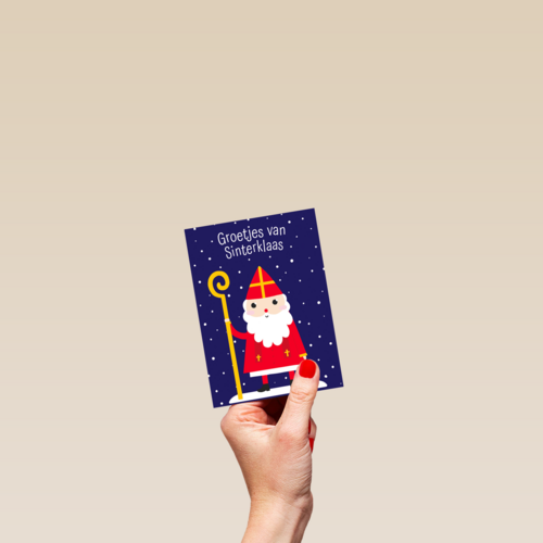 Sinterklaaskaart getekend Groetjes van Sinterklaas
