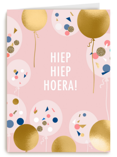 gefeliciteerd kaart vrouw hiep hiep hoera