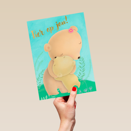 fier op jou met knuffelende beren
