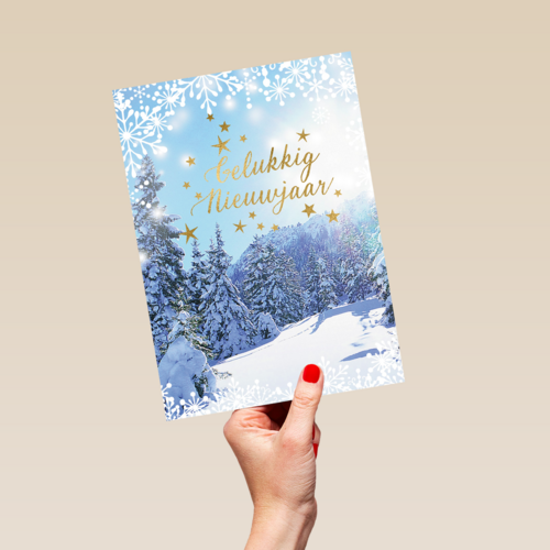 nieuwjaarskaart klassiek sneeuwlandschap