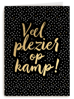 op kamp kaart zwart goud veel plezier op kamp