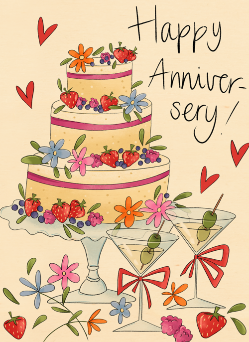 Houten Kaart Jubileum | Houten Kaart Hallmark | Jubileum | Matia Happy Anniversary Taart