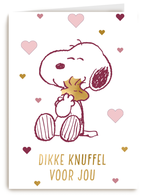 valentijnskaart klassiek snoopy dikke knuffel voor jou