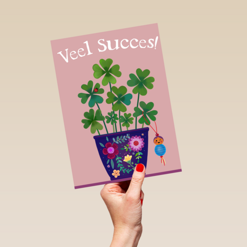 Succes kaart klavertjes vier plant