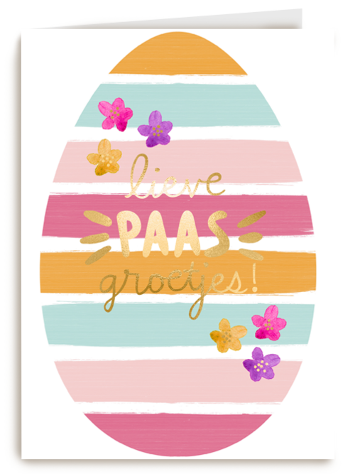 pasen kaart lieve paas groetjes gekleurd ei