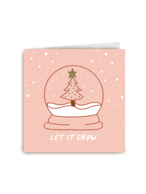 kerstkaart hip let it snow snowglobe