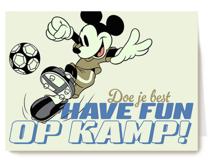 Mickey voetbal op kamp kaart