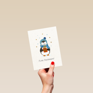 Kinderpostzegels Pinguin Fijne Feestdagen