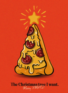 Kerstboom van pizza