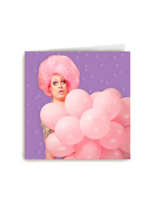 Verjaardagskaart dragqueen ballonnen